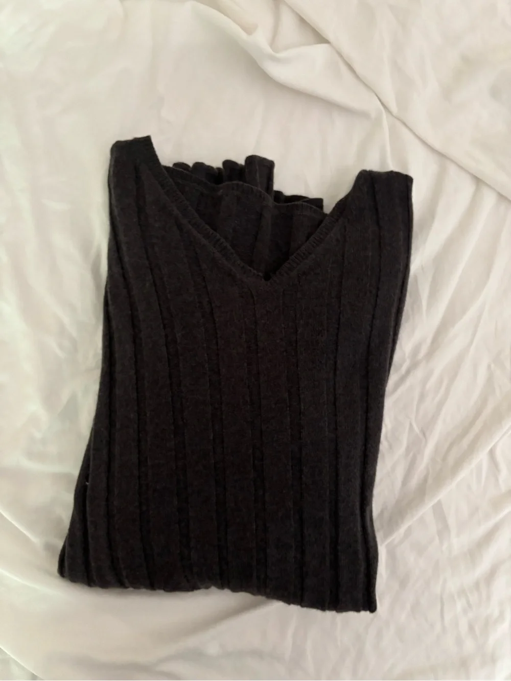 Jil Sander V Neck Cashmere Ribbed Grid Sweater